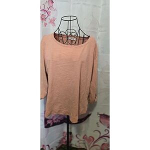 Jane and Delancey Medium Pink‎ 100% Cotton Top with Gathered Sleeves Side Slit